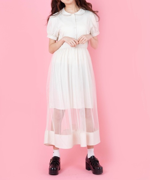 WEGO（ウィゴー）の「WEGO/シアーラインロングワンピース（ワンピース・レディース・ブラック/アイボリー・FREE）」の9枚目の写真