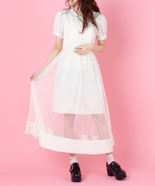 WEGO（ウィゴー）の「WEGO/シアーラインロングワンピース（ワンピース・レディース・ブラック/アイボリー・FREE）」の10枚目の写真