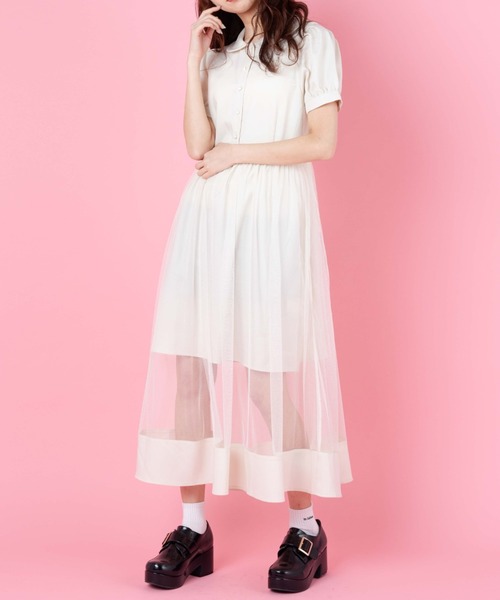 WEGO（ウィゴー）の「WEGO/シアーラインロングワンピース（ワンピース・レディース・ブラック/アイボリー・FREE）」の11枚目の写真