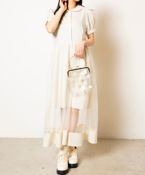 WEGO（ウィゴー）の「WEGO/シアーラインロングワンピース（ワンピース・レディース・ブラック/アイボリー・FREE）」の12枚目の写真