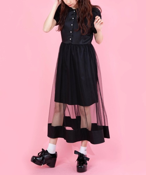 WEGO（ウィゴー）の「WEGO/シアーラインロングワンピース（ワンピース・レディース・ブラック/アイボリー・FREE）」の13枚目の写真