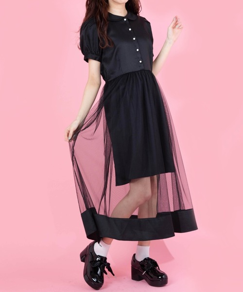 WEGO（ウィゴー）の「WEGO/シアーラインロングワンピース（ワンピース・レディース・ブラック/アイボリー・FREE）」の14枚目の写真