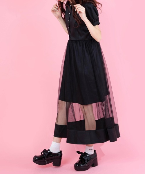 WEGO（ウィゴー）の「WEGO/シアーラインロングワンピース（ワンピース・レディース・ブラック/アイボリー・FREE）」の15枚目の写真