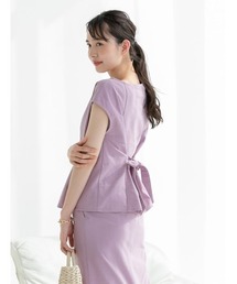 【スタイリストプロデュース】綿麻バックリボンフレンチスリーブブラウス