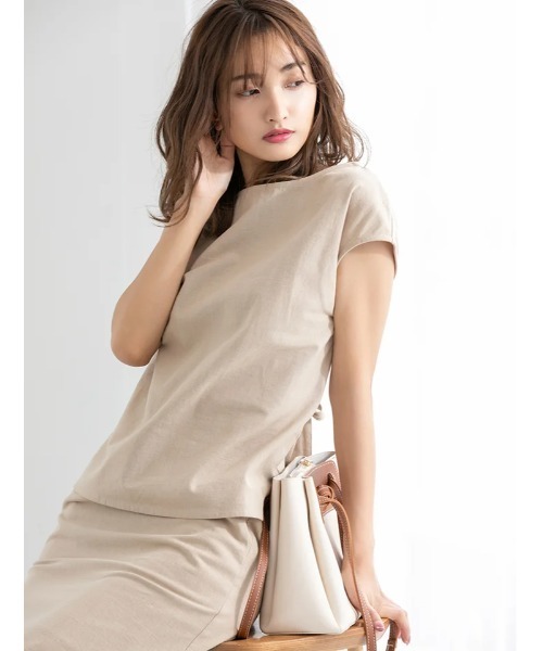 fifth（フィフス）の「【スタイリストプロデュース】綿麻バックリボンフレンチスリーブブラウス（シャツ/ブラウス・レディース・ベージュ/ブラウン/ラベンダー・MEDIUM）」の14枚目の写真