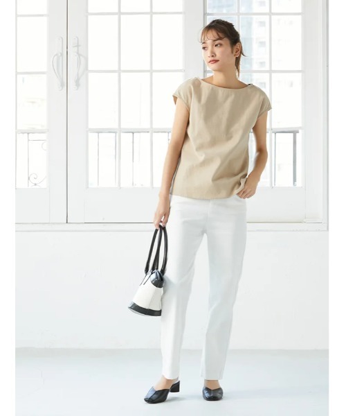 美品　ヨリ　リネン　パフスリーブブラウス　フレンチスリーブ　バックリボン 美品 ヨリ リネン パフスリーブブラウス フレンチスリーブ