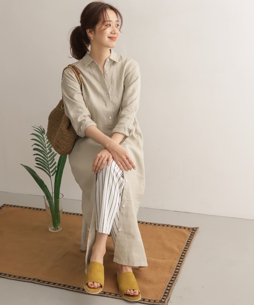 Studio Doe ストライプコットンリネンイージーパンツ (Women) UNIQLO（ユニクロ）の「WOMEN コットンリネンイージーパンツ