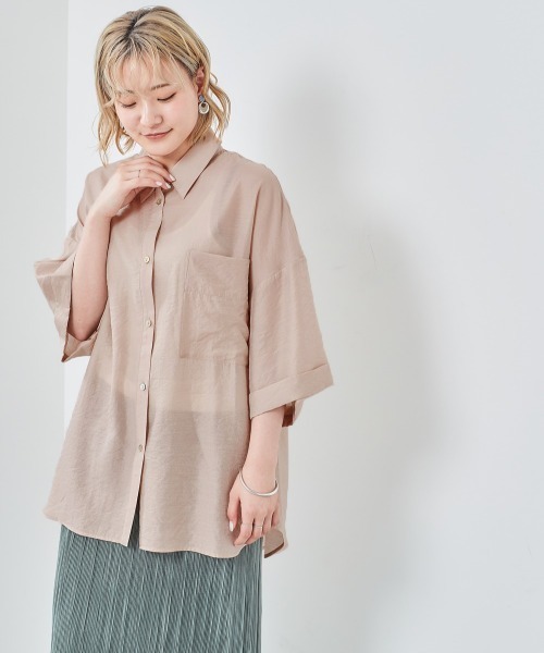 cepo（セポ）の「ワッシャーオーバーシャツ（シャツ/ブラウス・レディース・ベージュ/ブラウン/グレー/イエロー/ブルー・M）」の4枚目の写真