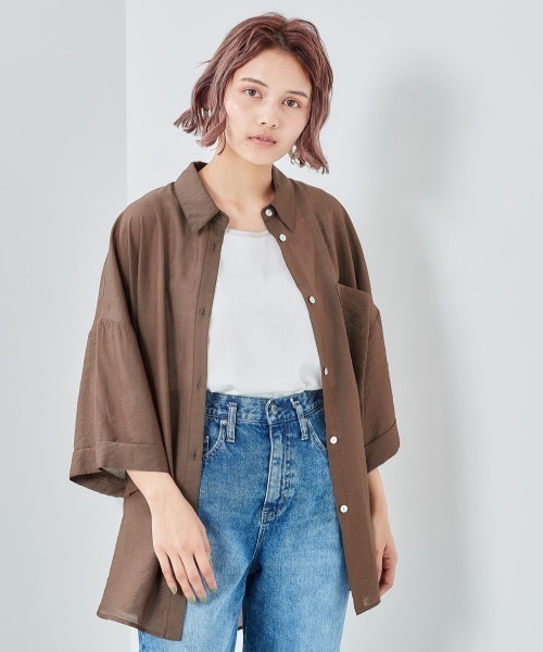 cepo（セポ）の「ワッシャーオーバーシャツ（シャツ/ブラウス・レディース・ベージュ/ブラウン/グレー/イエロー/ブルー・M）」の3枚目の写真