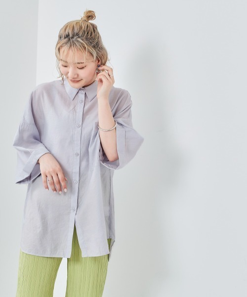 cepo（セポ）の「ワッシャーオーバーシャツ（シャツ/ブラウス・レディース・ベージュ/ブラウン/グレー/イエロー/ブルー・M）」の2枚目の写真