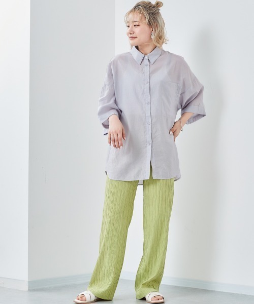 cepo（セポ）の「ワッシャーオーバーシャツ（シャツ/ブラウス・レディース・ベージュ/ブラウン/グレー/イエロー/ブルー・M）」の6枚目の写真