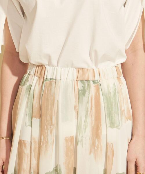 【WEB限定】by∴ ブラッシュプリントタックフレアスカート -ウォッシャブル-