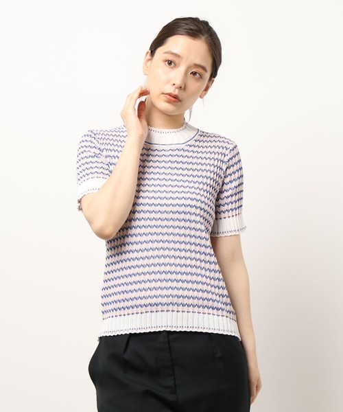 ABITOKYO（アビトーキョー）の「ハイネックボーダーニットプルオーバー（ニット/セーター・レディース・ベージュ/ブルー/ネイビー/パープル/ピンク・FREE）」の4枚目の写真