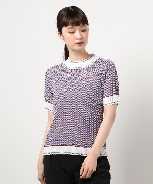 ABITOKYO（アビトーキョー）の「ハイネックボーダーニットプルオーバー（ニット/セーター・レディース・ベージュ/ブルー/ネイビー/パープル/ピンク・FREE）」の3枚目の写真