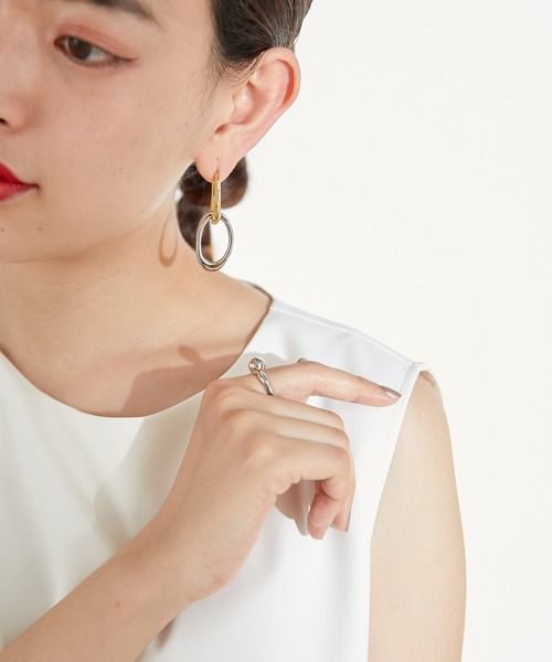 ear PAPILLONNER(イアパピヨネ)の「2色リングピアス(ピアス(両耳用)・レディース・ゴールド・FREE)」の7枚目の写真