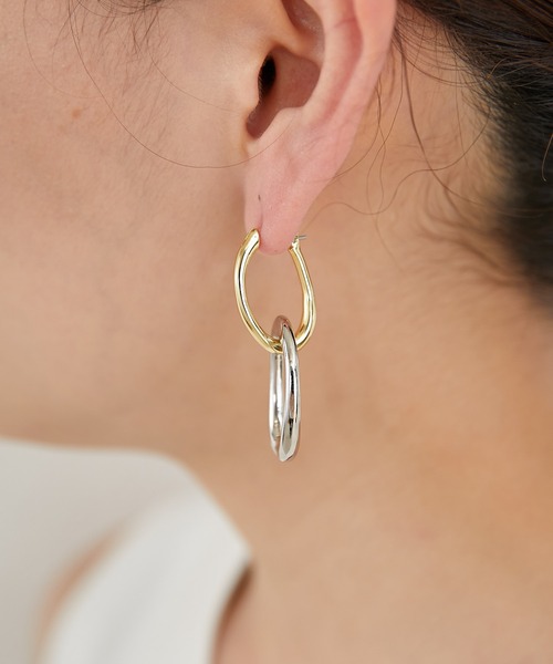 ear PAPILLONNER(イアパピヨネ)の「2色リングピアス(ピアス(両耳用)・レディース・ゴールド・FREE)」の12枚目の写真