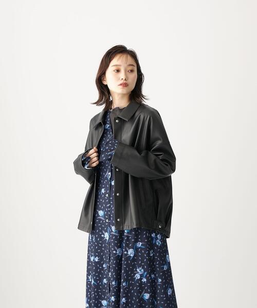 CITEN(シテン)の「<CITEN(シテン)>フェイクレザー ルーズ シャツジャケット(その他アウター・レディース・ナチュラル/ブラック・FREE)」の5枚目の写真