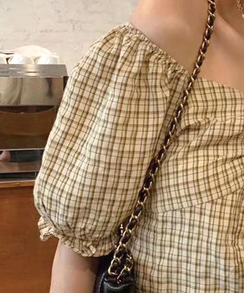 SPIGA(スピーガ)の「キャンディスリーブチェック柄ブラウス(シャツ/ブラウス・レディース・ベージュ/ブルー/グリーン・FREE)」の15枚目の写真