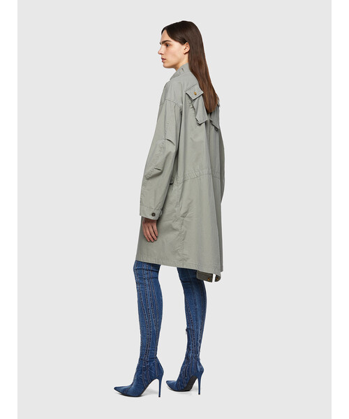 DIESEL（ディーゼル）の「レディース コート マルチポケット ジャケット（ステンカラーコート・レディース・カーキ/ブラック・X-SMALL/XX-SMALL/SMALL/MEDIUM）」の6枚目の写真