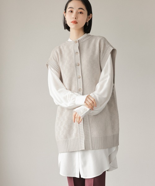 LOWRYS FARM（ローリーズファーム）の「２ＷＡＹＢＩＧＪＱＤベスト　214935（ベスト・レディース・アイボリー/ブラック/グリーン・FREE）」の6枚目の写真