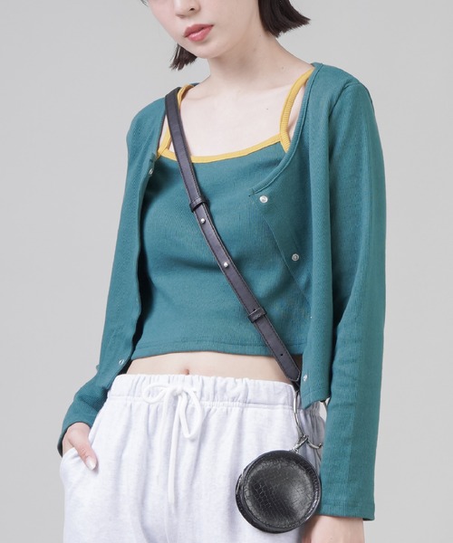 SPINNS(スピンズ)の「【セットアイテム】キャミソール+長袖カーディガン(カーディガン/ボレロ・レディース・ブラック/ネイビー/オレンジ/グリーン・ONESIZE)」の3枚目の写真