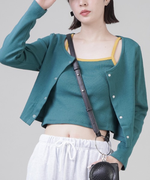 SPINNS(スピンズ)の「【セットアイテム】キャミソール+長袖カーディガン(カーディガン/ボレロ・レディース・ブラック/ネイビー/オレンジ/グリーン・ONESIZE)」の8枚目の写真