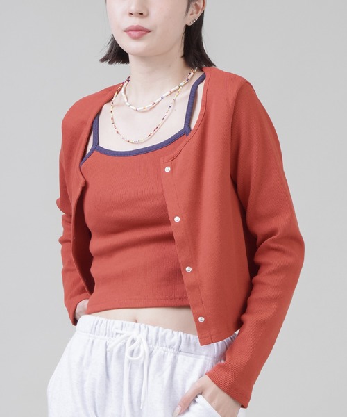 SPINNS(スピンズ)の「【セットアイテム】キャミソール+長袖カーディガン(カーディガン/ボレロ・レディース・ブラック/ネイビー/オレンジ/グリーン・ONESIZE)」の10枚目の写真