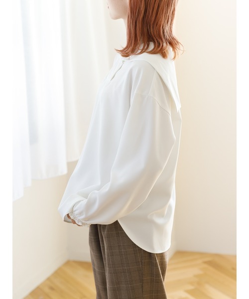 SLURR(スラ―)の「【大きいサイズ】セーラーカラーオーバーブラウス(シャツ/ブラウス・レディース・ベージュ/オフホワイト・L)」の11枚目の写真