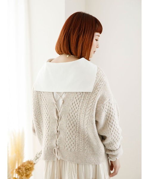 SLURR(スラ―)の「【大きいサイズ】セーラーカラーオーバーブラウス(シャツ/ブラウス・レディース・ベージュ/オフホワイト・L)」の17枚目の写真