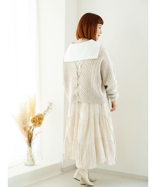 SLURR(スラ―)の「【大きいサイズ】セーラーカラーオーバーブラウス(シャツ/ブラウス・レディース・ベージュ/オフホワイト・L)」の20枚目の写真