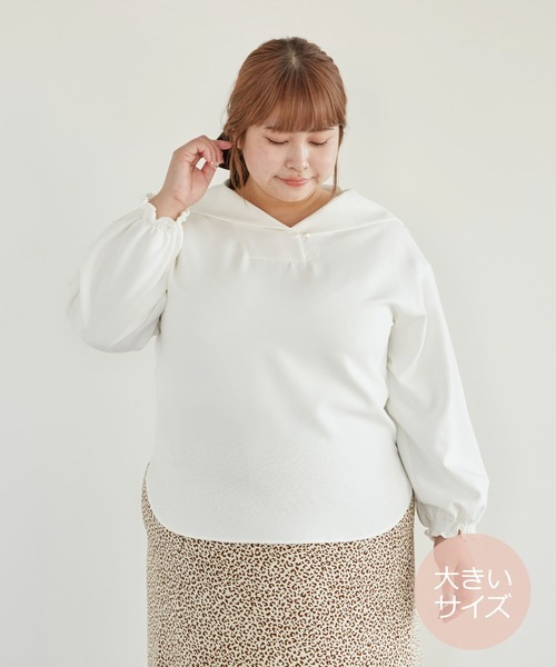 SLURR(スラ―)の「【大きいサイズ】セーラーカラーオーバーブラウス(シャツ/ブラウス・レディース・ベージュ/オフホワイト・L)」の21枚目の写真