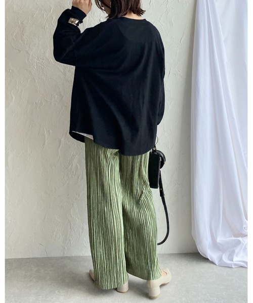 She's Closet（シーズクローゼット）の「深Vネックサーマルワッフルプルオーバー長袖ロングTシャツ（Tシャツ/カットソー・レディース・ブラック/モカ/アイボリー・FREE）」の12枚目の写真