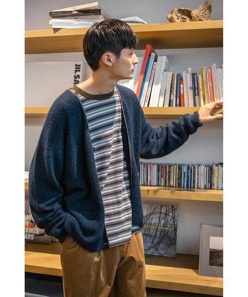 info. BEAUTY&YOUTH(インフォビューティアンドユース)の「【WEB限定】<info. BEAUTY&YOUTH> シャギー パイピング カーディガン(カーディガン/ボレロ・メンズ・ネイビー/ベージュ/ケリー・S/M/L)」の3枚目の写真