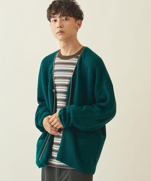 info. BEAUTY&YOUTH(インフォビューティアンドユース)の「【WEB限定】<info. BEAUTY&YOUTH> シャギー パイピング カーディガン(カーディガン/ボレロ・メンズ・ネイビー/ベージュ/ケリー・S/M/L)」の8枚目の写真