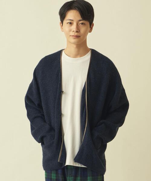 info. BEAUTY&YOUTH(インフォビューティアンドユース)の「【WEB限定】<info. BEAUTY&YOUTH> シャギー パイピング カーディガン(カーディガン/ボレロ・メンズ・ネイビー/ベージュ/ケリー・S/M/L)」の9枚目の写真