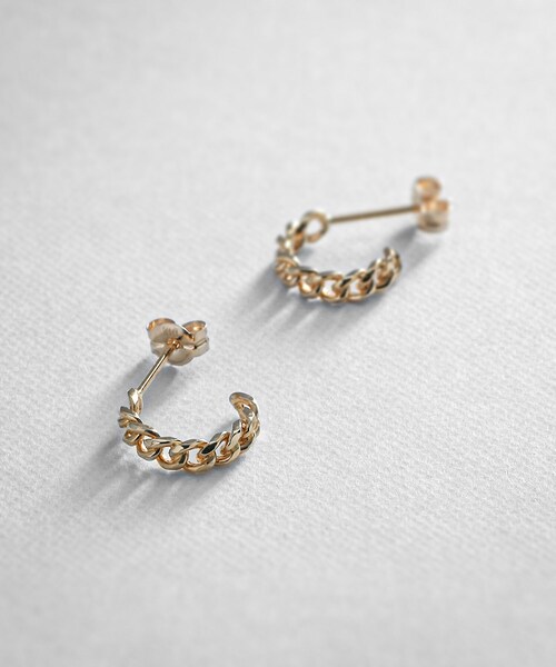 COCOSHNIK(ココシュニック)の「K10丸キヘイ フープピアス(ピアス(両耳用)・レディース・ホワイト系その他7・00)」の2枚目の写真