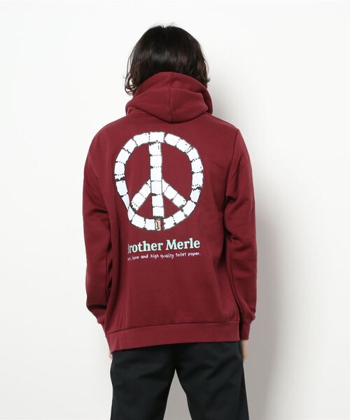 BROTHER MERLE（ブラザー マール）の「Peace and TP Hooded Pullover/BROTHER MERLE(ブラザーマール)バックプリントプルオーバーパーカー（パーカー・メンズ・ブラック/バーガンディー・SMALL/MEDIUM/LARGE/X-LARGE）」の3枚目の写真