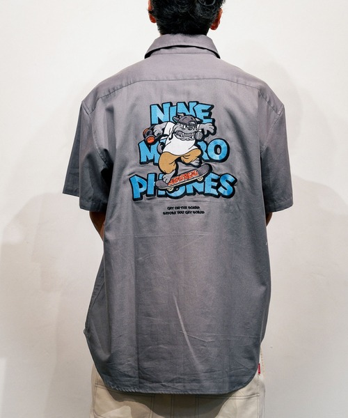 NineMicrophones(ナインマイクロフォンズ)の「BIG SHIRT-Ollie-(シャツ/ブラウス・メンズ・ブルー/ホワイト/グレー・LARGE/MEDIUM/X-LARGE)」の2枚目の写真
