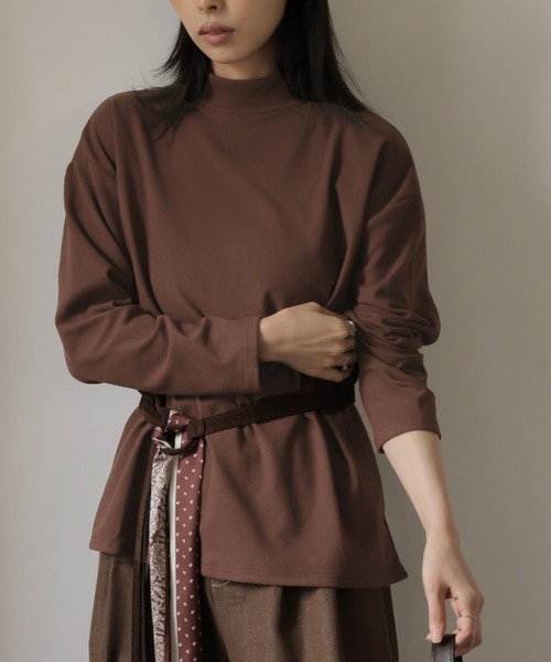 Ulysses（ユリシス）の「ハイネックシンプルカットソー（Tシャツ/カットソー・レディース・ホワイト/ブラック/グレー/ベージュ/ブラウン/ライトブラウン/ネイビー/ホワイト系その他/ブラック系その他・S/M/L）」の6枚目の写真