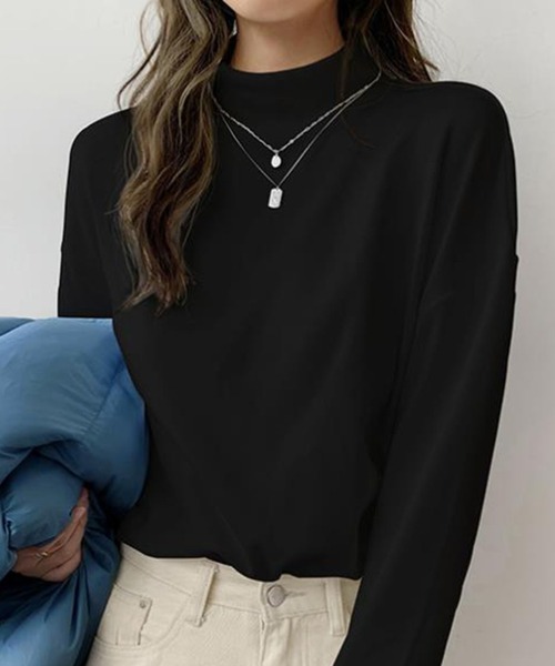 Ulysses（ユリシス）の「ハイネックシンプルカットソー（Tシャツ/カットソー・レディース・ホワイト/ブラック/グレー/ベージュ/ブラウン/ライトブラウン/ネイビー/ホワイト系その他/ブラック系その他・S/M/L）」の12枚目の写真