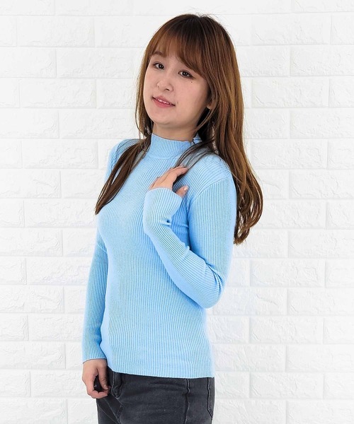 Lace Ladies(レースレディース)の「ハイネック 薄手リブ 長袖ニット(ニット/セーター・レディース・ホワイト/ライトブルー/ブラック/ベージュ/ブラウン/グレー/ブルー/ミント・FREE)」の21枚目の写真