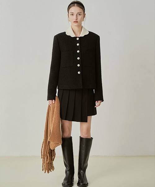 Fano Studios（ファノ ストゥディオズ）の「【Fano Studios】Asymmetry waist pleated skirt FD21B012（スカート・レディース・ブラック・L/M/S）」の2枚目の写真