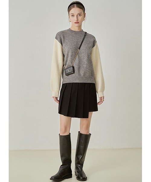 Fano Studios（ファノ ストゥディオズ）の「【Fano Studios】Asymmetry waist pleated skirt FD21B012（スカート・レディース・ブラック・L/M/S）」の4枚目の写真