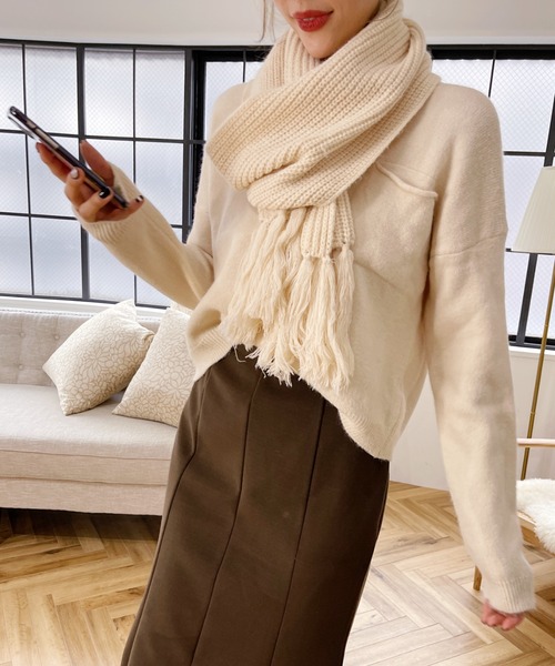 セール】リブ編みフリンジマフラー（マフラー）｜CLEA（クレア