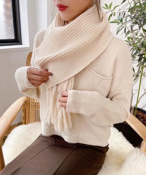 CLEA（クレア）の「リブ編みフリンジマフラー（マフラー）」 - WEAR