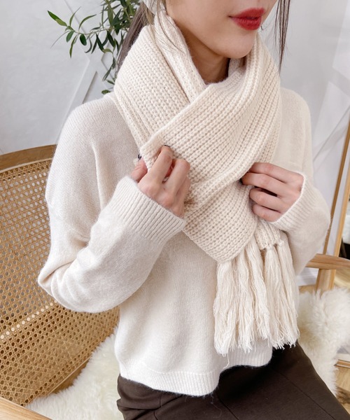 CLEA（クレア）の「リブ編みフリンジマフラー（マフラー）」 - WEAR