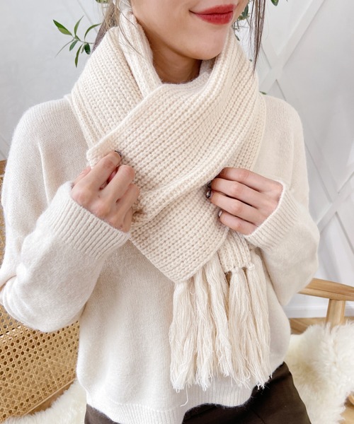 CLEA（クレア）の「リブ編みフリンジマフラー（マフラー）」 - WEAR