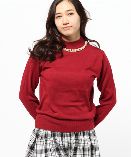 earth music&ecology(アースミュージックアンドエコロジー)の「・パールハイネックニットプルオーバー(ニット/セーター・レディース・アイボリー/杢グレー/ブラック/レッド/ネイビー/モスグリーン・SMALL/MEDIUM)」の6枚目の写真