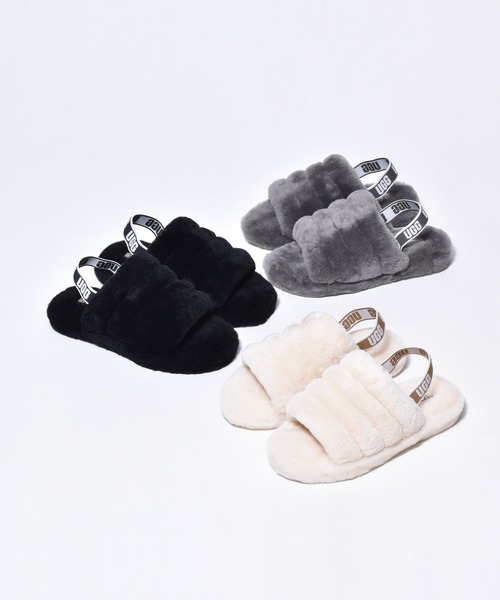 UGG W FLUFF YEAH SLIDE ムートンサンダル UGG アグ サンダル ムートン フラッフ イヤー スライド
