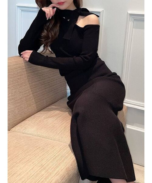 RESEXXY(リゼクシー)の「ワンショルチョーカーニット(ニット/セーター・レディース・ホワイト/ブラック/ベージュ/ミント・FREE)」の3枚目の写真